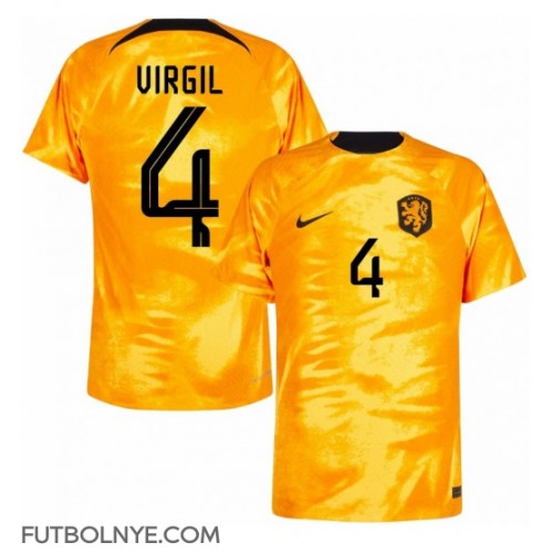 Camiseta Países Bajos Virgil van Dijk #4 Primera Equipación Mundial 2022 manga corta